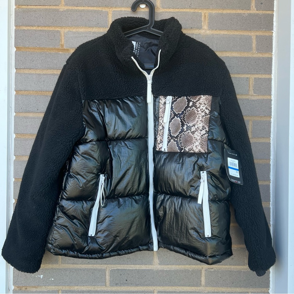 Marc New York MNY Andrew Marc Faux Sherpa Mixed Media Puffer Jacket